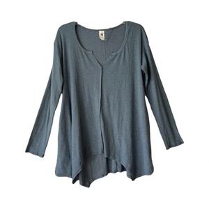 Flawless | New Slate Blue Ribbed Thermal Knit Slouchy Oversized Top, Medium